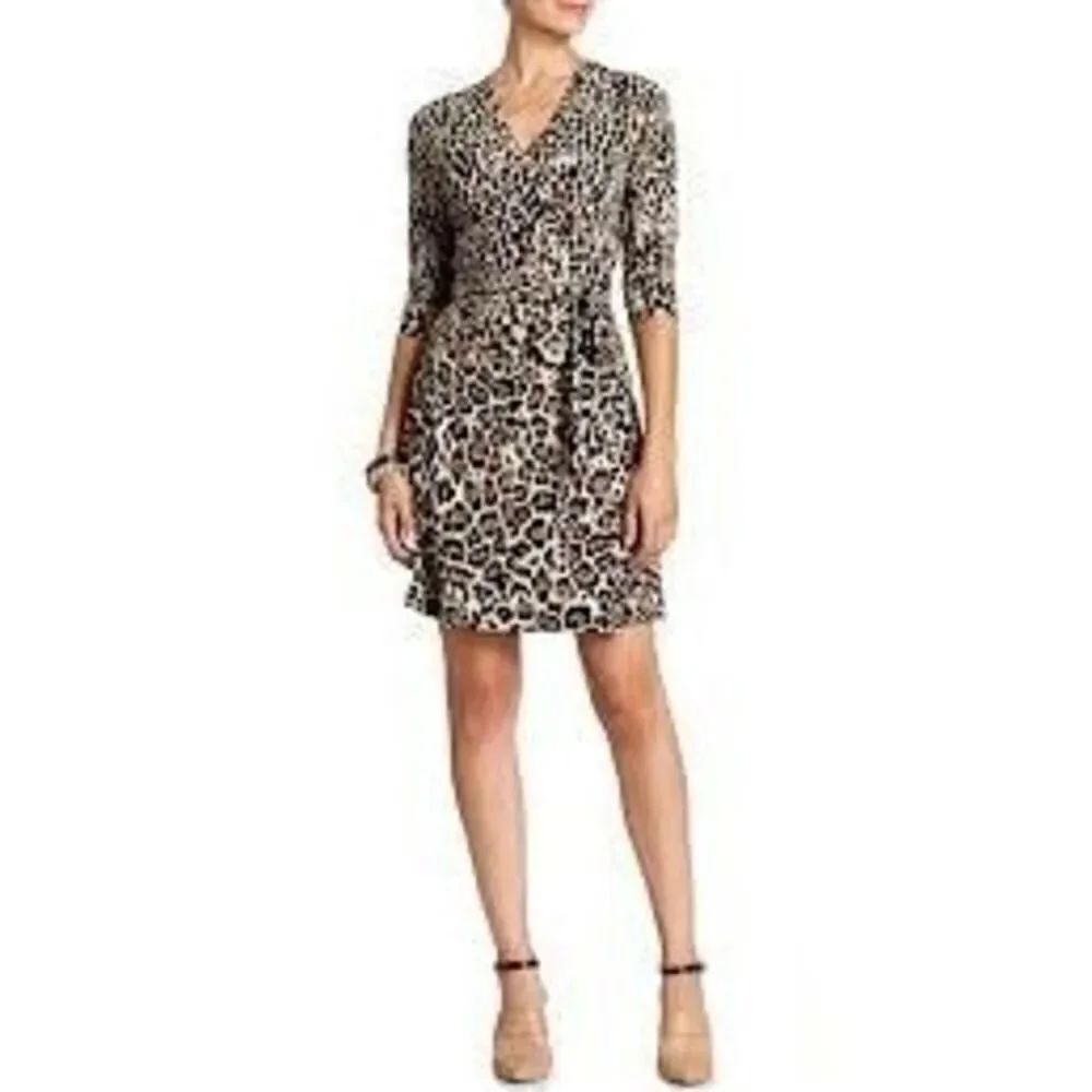 Banana Republic Factory Womens Leopard Print Wrap Dress Size XS Classic Office